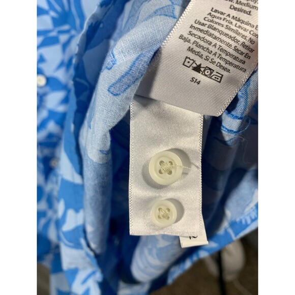 Free Assembly XL Blue Tropical Floral Hawaiian Short Sleeve Button-up Shirt - Picture 7 of 13